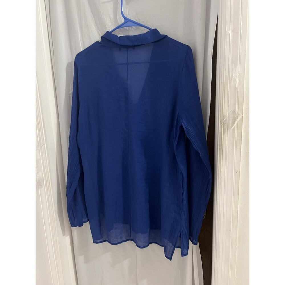 Miracle Suit Blue Crinkle Popover Swim Coverup Sz M Resort Cruise - Picture 7 of 7